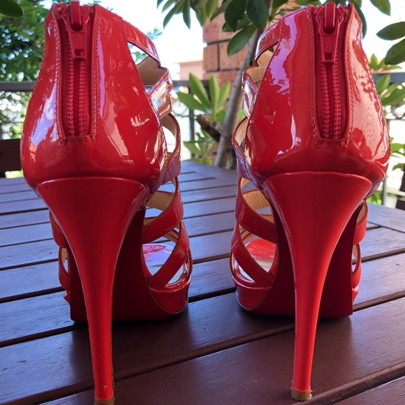 Authentic Christian Louboutin Fernando 120mm Strappy Patent Orange Heels EU37 - Picture 7 of 12